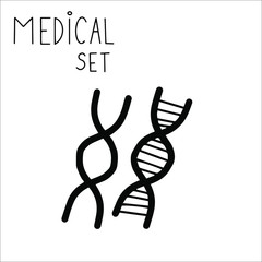 Single hand drawn dna molecule Doodle stock vector illustration. element for posters, stickers and seasonal design. Isolated on white background. Sketch elements set for graphic and web design.