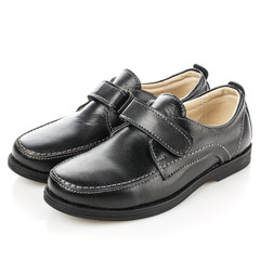 Classic leather kids shoes for boy isolated on white