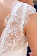 Details of the embroidery of a wedding dress