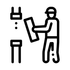 Man Change Pipe Icon Vector. Outline Man Change Pipe Sign. Isolated Contour Symbol Illustration