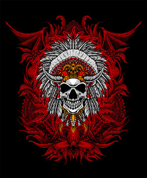 Indiana Apache skull tribal vector illustration design.