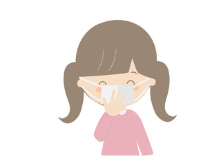 Girl wearing a mask and laughing.