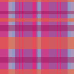 Modern Tartan-Geometric Patchwork seamless repeat pattern in pink,orange,blue, maroon and purple