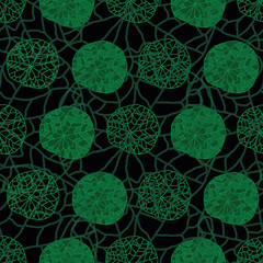 Nasturtium Leaves-Wild Leaves seamless repeat pattern background in shades of green,