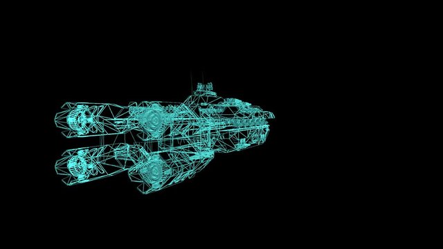 Spaceship Wireframe with Alpha Channel