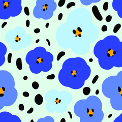 Heartsease hand drawn vector illustration seamless pattern on background. Good for trendy fabric design or textile or wrapping paper