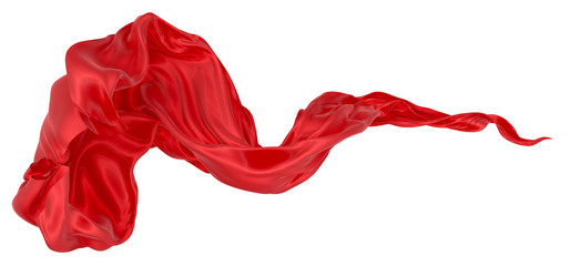 Beautiful flowing fabric of red wavy silk or satin. 3d rendering image.