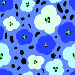 Heartsease hand drawn vector illustration seamless pattern on background. Good for trendy fabric design or textile or wrapping paper