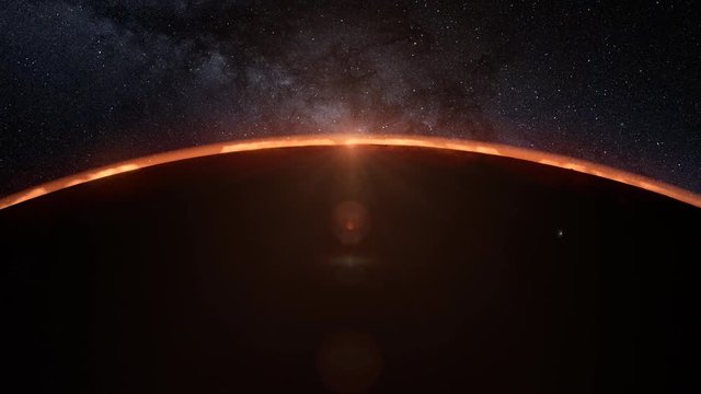 Mars planet sunset sunrise in the space 4k animation