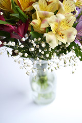 Obraz na płótnie Canvas Alstroemeria flowers in vase isolated on white