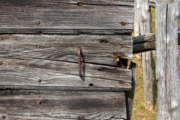 Cravegna (VCO), Italy - December 19, 2017: The planks of an old rural house, Vigezzo Valley, VCO, Piedmon, Italy