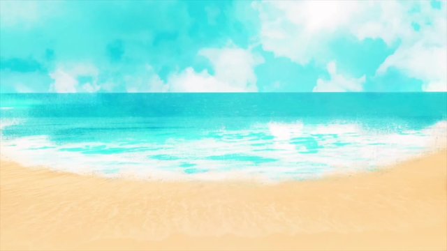 海　ビーチ　パーティクル　光　CG背景　ループ　真夏
