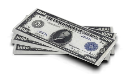 3d rendering of stack of US dollar with white background