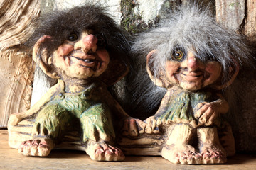 Norwegian trolls souvenirs for sale in a gift shop, Norway, Europe