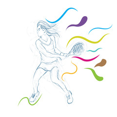 Obraz na płótnie Canvas tennis player stylized vector silhouette, emblem or logo template