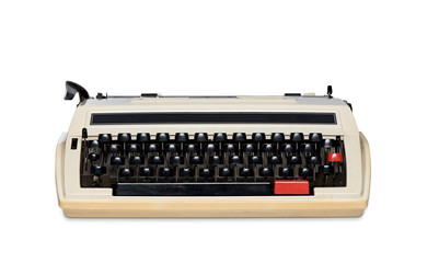 Old classic typewriter isolated with clipping path