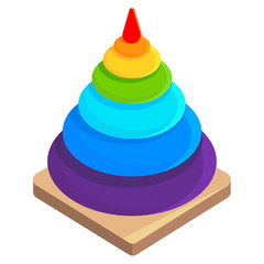 Children's pyramid. Bright toy in cartoon style isolated on white background.