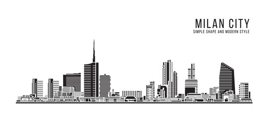 Obraz premium Cityscape Building Abstract Simple shape and modern style art Vector design - Milan city
