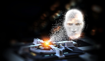 Digital head, artificial intelligence concept