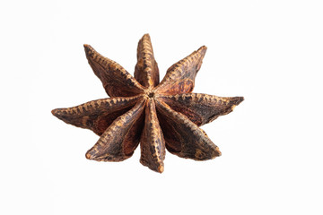 Star Anise close up isolated against pure white