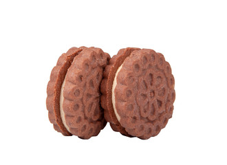 biscuit cookies with cream isolated on the white