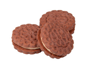 biscuit cookies with cream isolated on the white