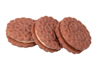 biscuit cookies with cream isolated on the white
