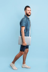 Happy smart person with a laptop
