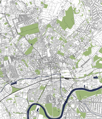 map of the city of Nottingham, Nottinghamshire, East Midlands, England, UK