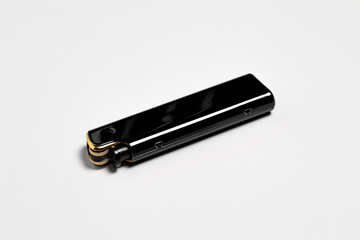 Blank black metal Lighter.Gas lighter.Blank Mockup for design.High resolution photo.