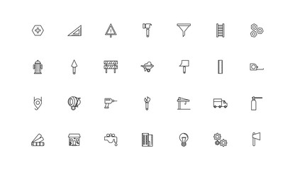 bundle of construction set line icons