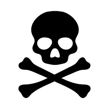 Crossbones flat vector icon. Death skull, danger or poison