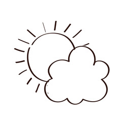 summer sun with cloud line style icon