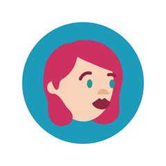 woman head character block and flat style icon