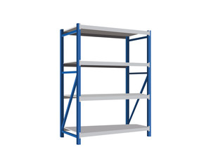 Vector illustration of an blue metal shelving on a white background.