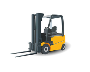 Vector illustration of a yellow loader on a white background.