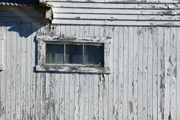 Lofoten Islands / Norway - August 28, 2017: House with traditional wood window, Lofoten Islands, Nordland, Norway, Scandinavia, Europe