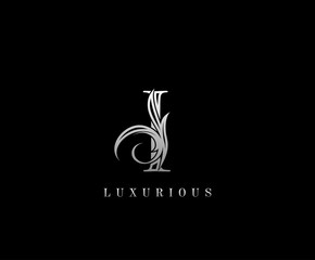 Initial I letter silver luxury beauty flourishes vintage monogram logo perfect for boutique, wedding invitation, restaurant,hotel.
