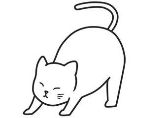 イラスト素材：伸びをする猫　