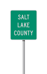 Vector illustration of the Salt Lake County green road sign on metalic pole