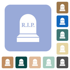 Tombstone with cross rounded square flat icons