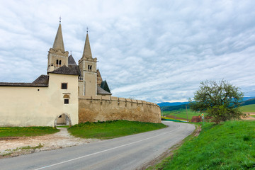 Fototapeta na wymiar spisska kapitula, slovakia - APR 29, 2019: st. martin's cathedral in spring. One of the largest Romanesque and Gothic styles architecture monuments build between 13 and 15 century in eastern slovakia