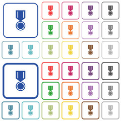 Medal with star outlined flat color icons