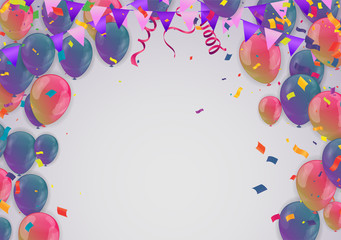 Illustration set colorful shiny balloons isolated on white background