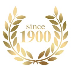 Since year 1900  gold laurel wreath vector isolated on a white background 