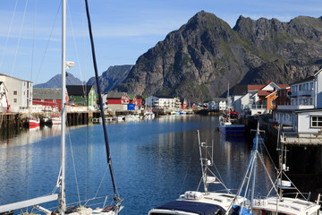 Lofoten Islands / Norway - August 28, 2017: Henningsvaer harbur, Lofoten Islands, Nordland, Norway,...