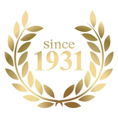 Since year 1931  gold laurel wreath vector isolated on a white background 