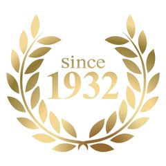 Since year 1932  gold laurel wreath vector isolated on a white background 
