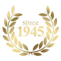 Since year 1945  gold laurel wreath vector isolated on a white background 