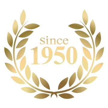 Since Year 1950  Gold Laurel Wreath Vector Isolated On A White Background 